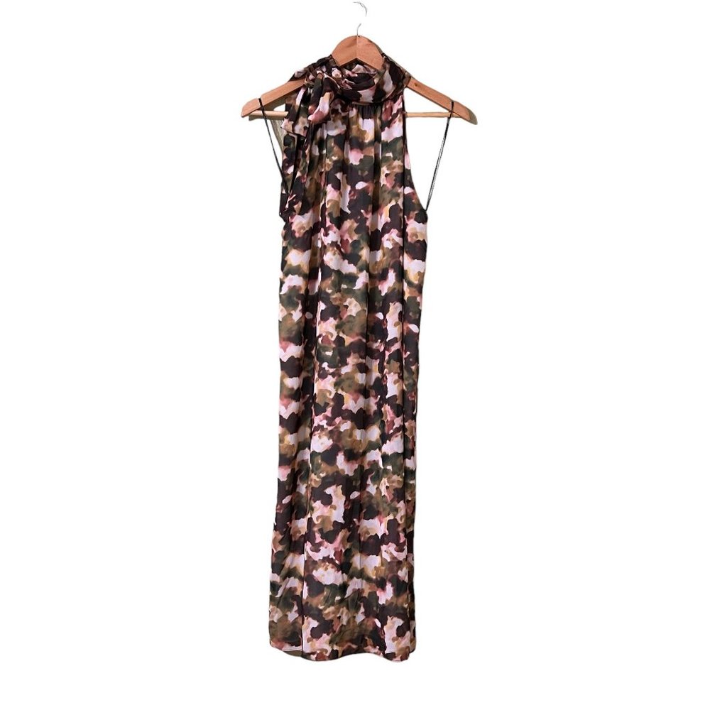 T TAHARI NWT Size 12 Zippered Side Neck Tie Lined Sleeveless Mock Neck D… - Picture 2 of 14